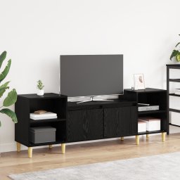 vidaXL TV-kast 160 x 35 x 55 cm Zwart Eiken Bewerkt hout