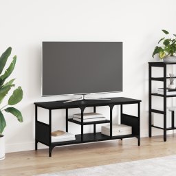 vidaXL TV-kast Zwart Eiken 100 x 35 x 45 cm Gemonteerd hout en ijzer