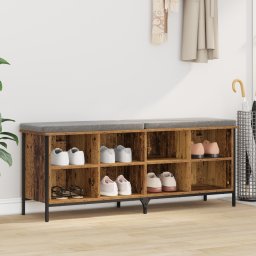 vidaXL Schoenenkast 131 x 35 x 50 cm Gemonteerd hout en ijzer Oud hout