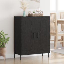 vidaXL Dressoir Zwart Eiken 69,5 x 34 x 90 cm Gemonteerd hout en ijzer