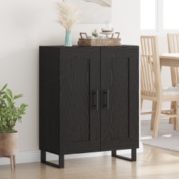 vidaXL Dressoir Zwart Eiken 69,5 x 34 x 90 cm Gemonteerd hout en ijzer
