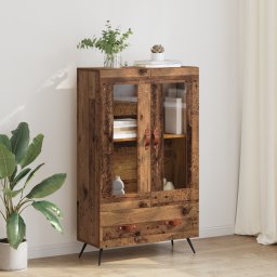 vidaXL Highboard Oud Hout 69,5 x 31 x 115 cm Geengineerd Hout en Glas
