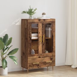 vidaXL Highboard Oud Hout 69,5 x 31 x 115 cm Geengineerd Hout en Glas