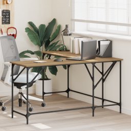 vidaXL Bureau Artisan Eiken Bewerkt hout 149 x 149 x 75 cm