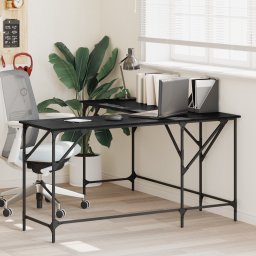 vidaXL Bureau Zwart Eiken Bewerkt hout 149 x 149 x 75 cm