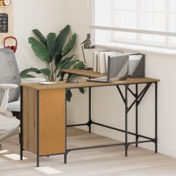 vidaXL Bureau Artisan Eiken Bewerkt hout 141 x 141 x 75 cm