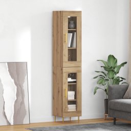 vidaXL Hoge kast 2 pcs Artisan Eiken Glas