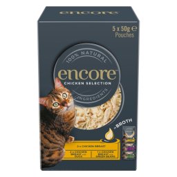10x 50g Encore Cat Pouch in bouillon kipselectie (3 soorten) nat kattenvoer