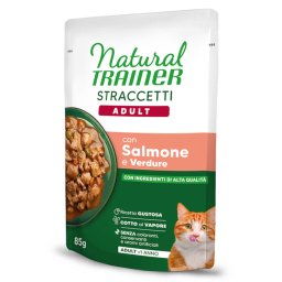 Voordeelpakket: 44x85g Natural Trainer reepjes in zalmsaus natvoer voor katten