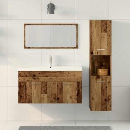vidaXL 3-delige Badkamermeubelset bewerkt hout oud houtkleurig