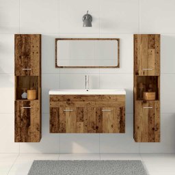 vidaXL 4-delige Badkamermeubelset bewerkt hout oud houtkleurig
