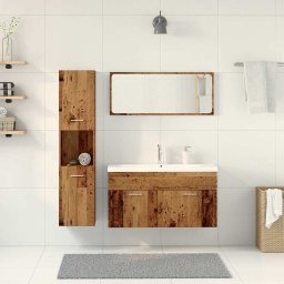 vidaXL 5-delige Badkamermeubelset bewerkt hout oud houtkleurig
