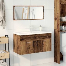 vidaXL 3-delige Badkamermeubelset bewerkt hout oud houtkleurig