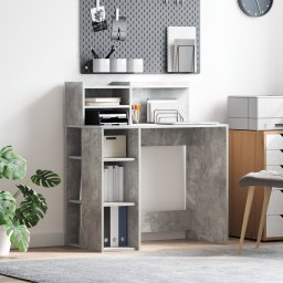 vidaXL Bureau Beton Grijs Bewerkt hout 90 x 48 x 101,5 cm