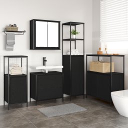 vidaXL Badkamermeubelset 5 st Zwart 36 x 35 x 165 cm Bewerkt hout