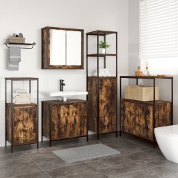 vidaXL Badkamermeubelset 5 st Gerookt Eiken en Zwart 36 x 35 x 165 cm
