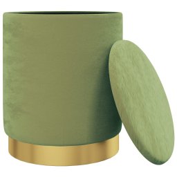 vidaXL Hocker met opbergruimte rond fluweel 31 x 37 cm mosterdgroen