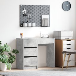vidaXL Bureau Beton Grijs Bewerkt hout 90 x 37,5 x 75 cm