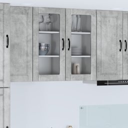 vidaXL Wand Glas Kasten PORTO 2 st Beton Grijs Bewerkt hout
