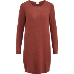 Vila - Maat XS - VIRIL L/S KNIT DRESS NOOS Dames Jurk Burnt Henna