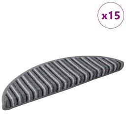 vidaXL Zelfklevende Trapmatten 15 pcs Grijs 56 x 17 x 3 cm