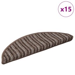 vidaXL Zelfklevende Trapmatten 15 pcs Bruin 56 x 17 x 3 cm