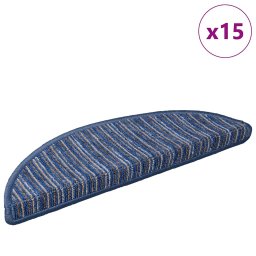 vidaXL Zelfklevende Trapmatten 15 pcs Blauw 56 x 17 x 3 cm