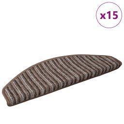 vidaXL Zelfklevende Trapmatten 15 pcs Bruin 65 x 21 x 4 cm