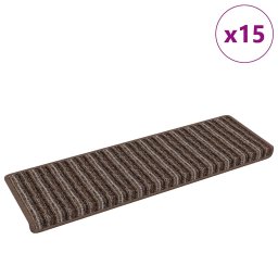 vidaXL Zelfklevende Trapmatten Gestreept 15 pcs Bruin 65 x 21 x 4 cm