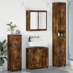vidaXL Badkamermeubelset met lade 4 pcs Gerookt eiken Bewerkt hout