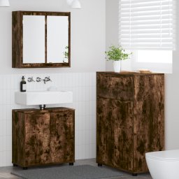 vidaXL Badkamermeubelset met lade 3 pcs Gerookt eiken Bewerkt hout