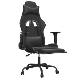 vidaXL Massage gamestoel met voetensteun kunstleer zwart