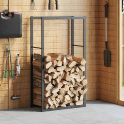 vidaXL Haardhoutrek 110x30x61 cm staal zwart