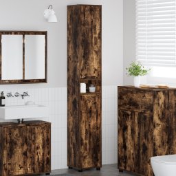 vidaXL Badkamer Kast Gerookt eiken 30,5 x 30 x 195 cm Bewerkt hout