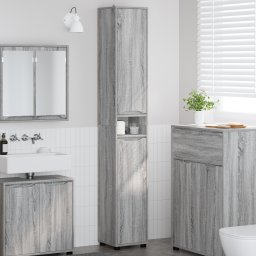 vidaXL Badkamer Kast Grijs Sonoma 30,5 x 30 x 195 cm Bewerkt hout