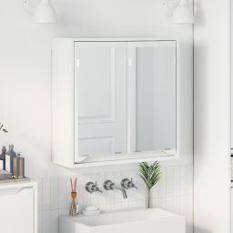 vidaXL Badkamer spiegelkast Hoogglans wit 60 x 20 x 60 cm Bewerkt hout