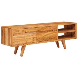 vidaXL TV-kast met plank Bruin 110 x 30 x 40 cm Massief Acaciahout