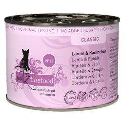 6x200g in blik, Lam & Konijn catz finefood nat kattenvoer