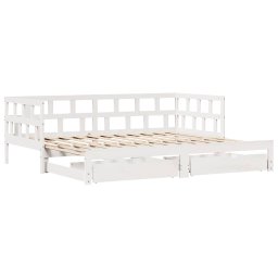 vidaXL Slaapbank met onderschuifbed/lades zonder matras 90x200 cm wit