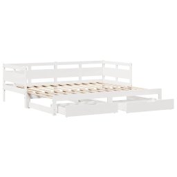 vidaXL Slaapbank met onderschuifbed/lades zonder matras 80x200 cm wit