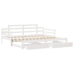 vidaXL Slaapbank met onderschuifbed/lades zonder matras 90x200 cm wit