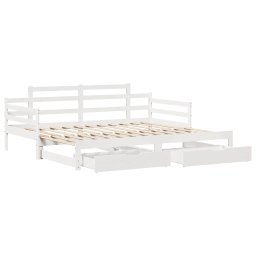 vidaXL Slaapbank met onderschuifbed/lades zonder matras 80x200 cm wit