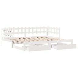 vidaXL Slaapbank met onderschuifbed/lades zonder matras 90x200 cm wit