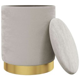 vidaXL Hocker met opbergruimte rond fluweel 31 x 37 cm lichtgrijs