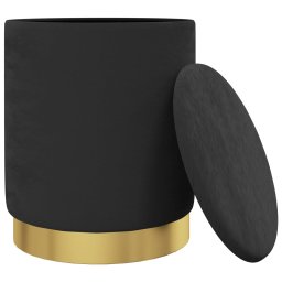 vidaXL Hocker met opbergruimte rond fluweel 31 x 37 cm zwart