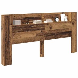 vidaXL Opslag hoofdeinde met LED Oud hout Bewerkt hout