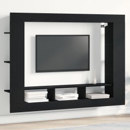vidaXL TV-kast 152 x 22 x 113 cm Zwart eiken Bewerkt hout