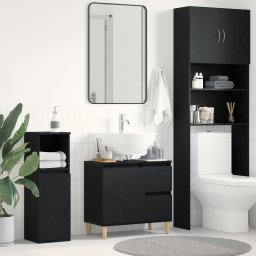 vidaXL Badkamer Kast Zwart Eiken 65 x 33 x 60 cm Bewerkt hout