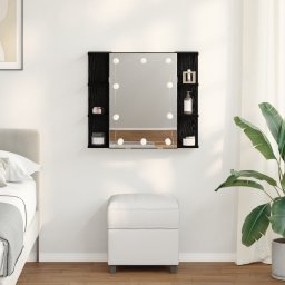 vidaXL Spiegelkast Zwart Eiken 70 x 16,5 x 60 cm Bewerkt hout