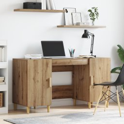 vidaXL Bureau Artisan Eiken Bewerkt hout 140 x 50 x 75 cm